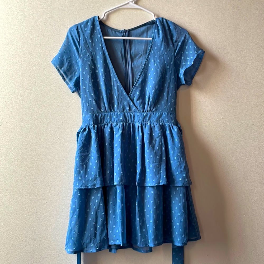 Blue polka dot v neck Lucy in the Sky dress size S